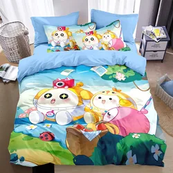 Cartoon Eggy 3D Printing Quilt Cover,Game Eggy Party Bedding Set Game Themed Children's Room Decoration Kit