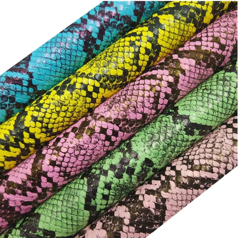 Amonglitter Pastel Colors Python Synthetic Leather, Snake Faux Leather Fabric Sheets for DIY Bows Bags 21x29cm A4 size MB440