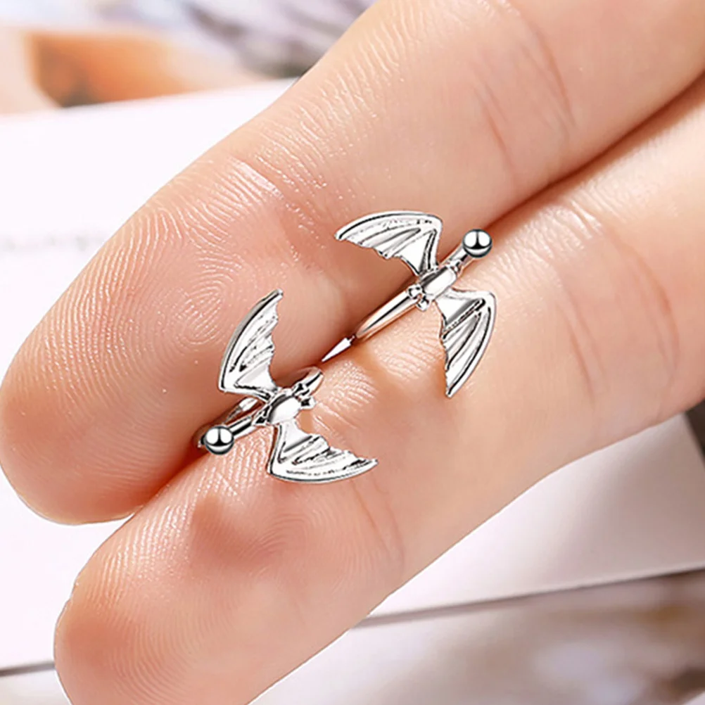 

2Pairs Bat Clip on Ear Cuff Earrings Non Pierced Ear Cartilage Jewelry for Women Club Birthday Gifts Clip on Earring Converter