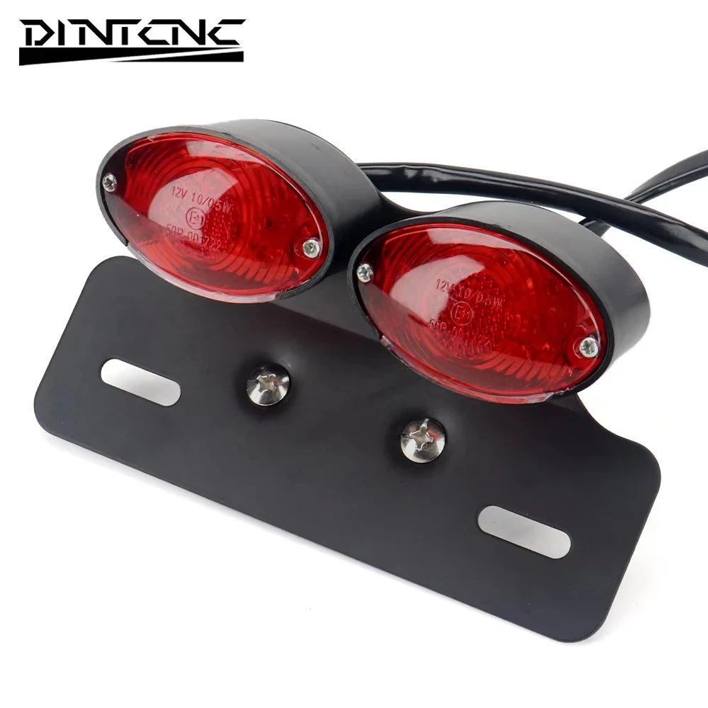 Rear Brake Light Accessories Universal Modified Motorcycle with Steering LED Tail Light License Plate Holder Motorcycle