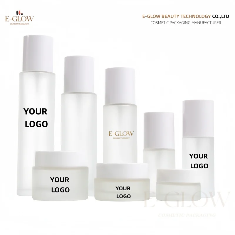 

【С индивидуальным логотипом】1 шт. Горячая новинка: матовая прозрачная белая крышка, 50 г, 100 мл, стеклянная косметическая бутылка с распылителем и помпой для лосьона