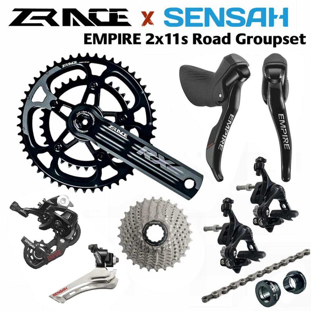 SENSAH EMPIRE + ZRACE Crank Brake Cassette Chain, 2x11 Speed, 22s Road Groupset, for Road bike Bicycle 5800, R7000, red, force