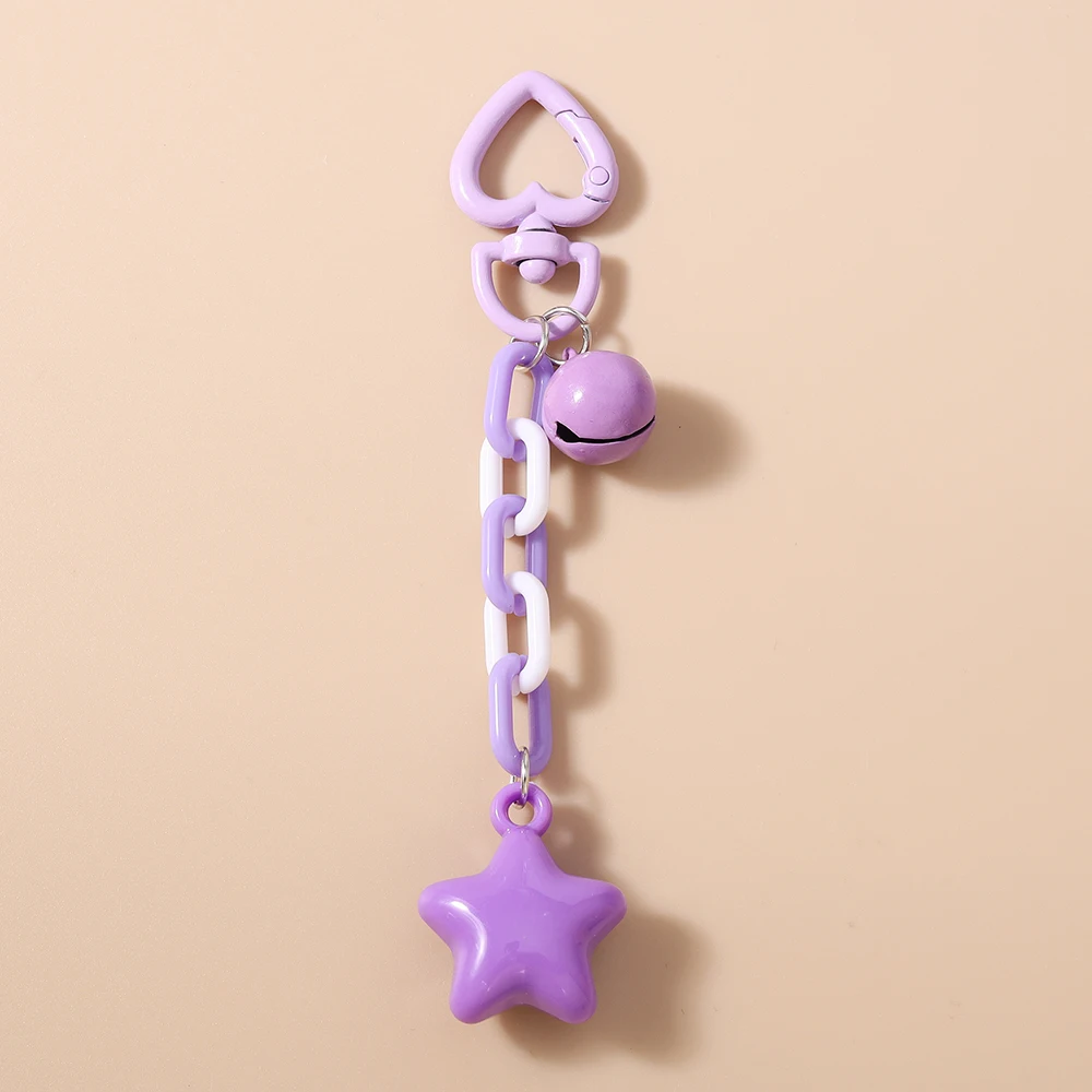 لطيف ستار المفاتيح النساء الفتيات جرس حلقة رئيسية المعلقات لحقيبة اليد ديكور DIY مفتاح سلسلة هدايا مجوهرات للأطفال