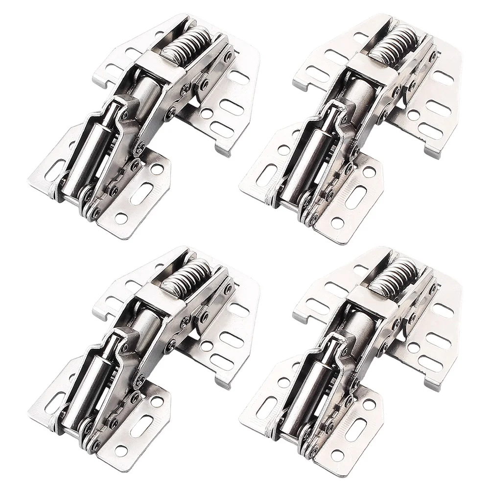 Stainless Steel Soft-Close Holeless Hinges Compatible with Kitchen Cabinets RV Interiors Automotive Door Hardware 4 Pack