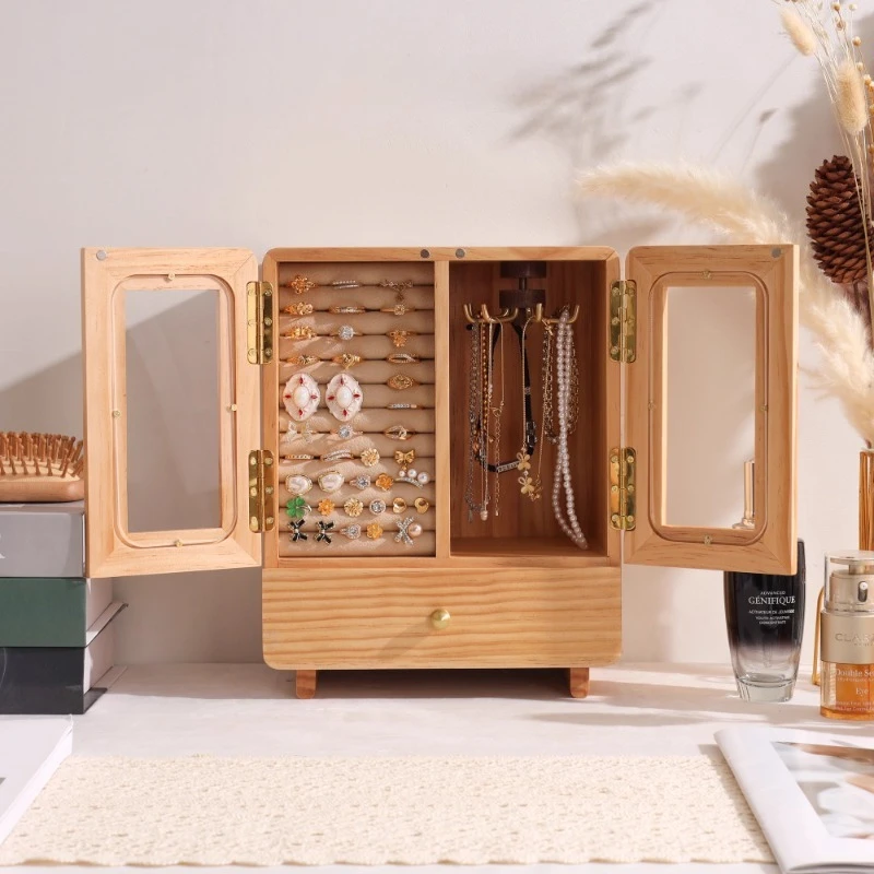

Solid Wood Jewelry Storage Box Acrylic Jewellery Display Boxes Earrings Rings Necklaces Organizer Jewelry Bracelets Drawer Case