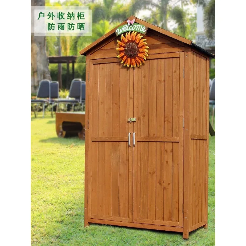 Outdoor Storage Locker Rainproof Sunproof Garden Tool Box Balcony Courtyard Debris Sorting Cabinet Weather Resistant