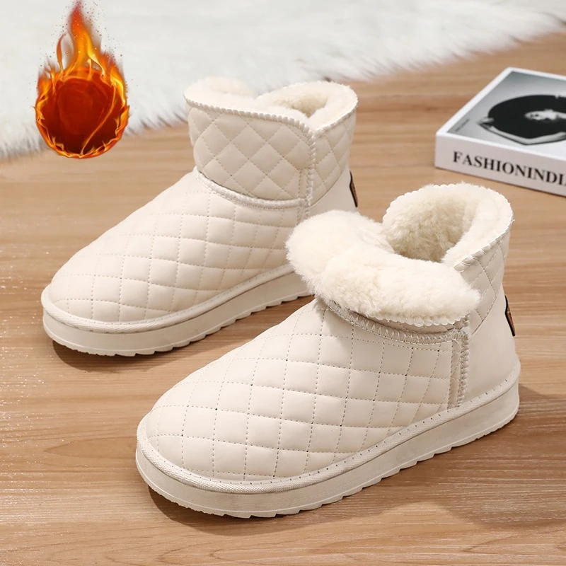 

Новинка 2024, женские зимние ботинки, универсальная непромокаемая нескользящая утолщенная теплая хлопковая обувь на флисовой подкладке, стильная и удобная