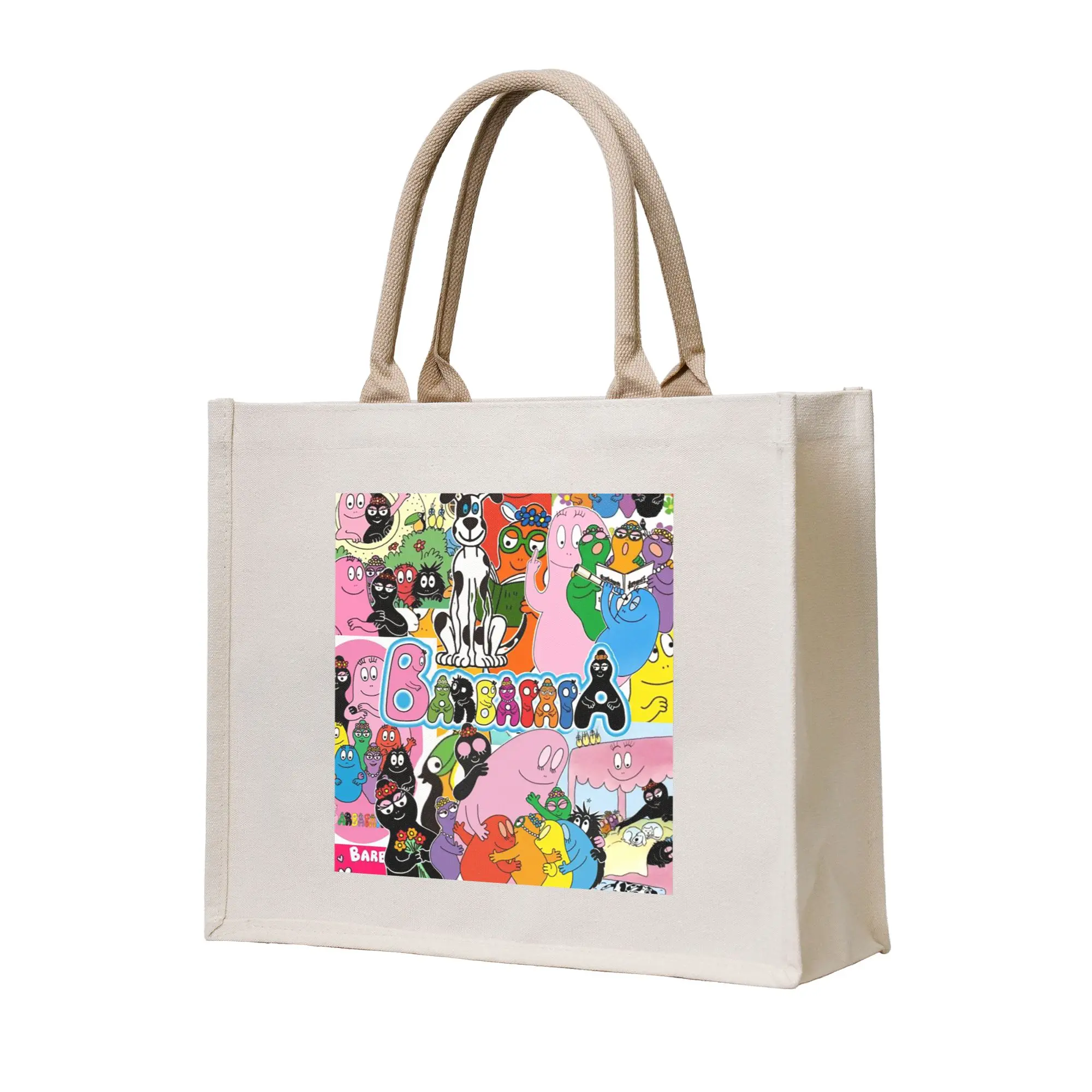 

Сумки для покупок с героями мультфильмов Barbapapa, холщовая складная сумка-тоут для женщин, дорожная сумка через плечо