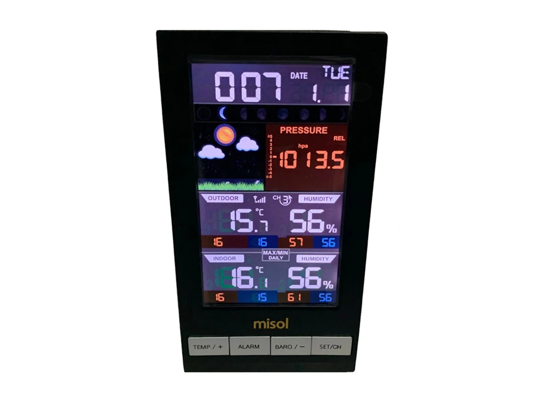 misol/Wireless weather station with 1 sensor, 3 channels, color screen