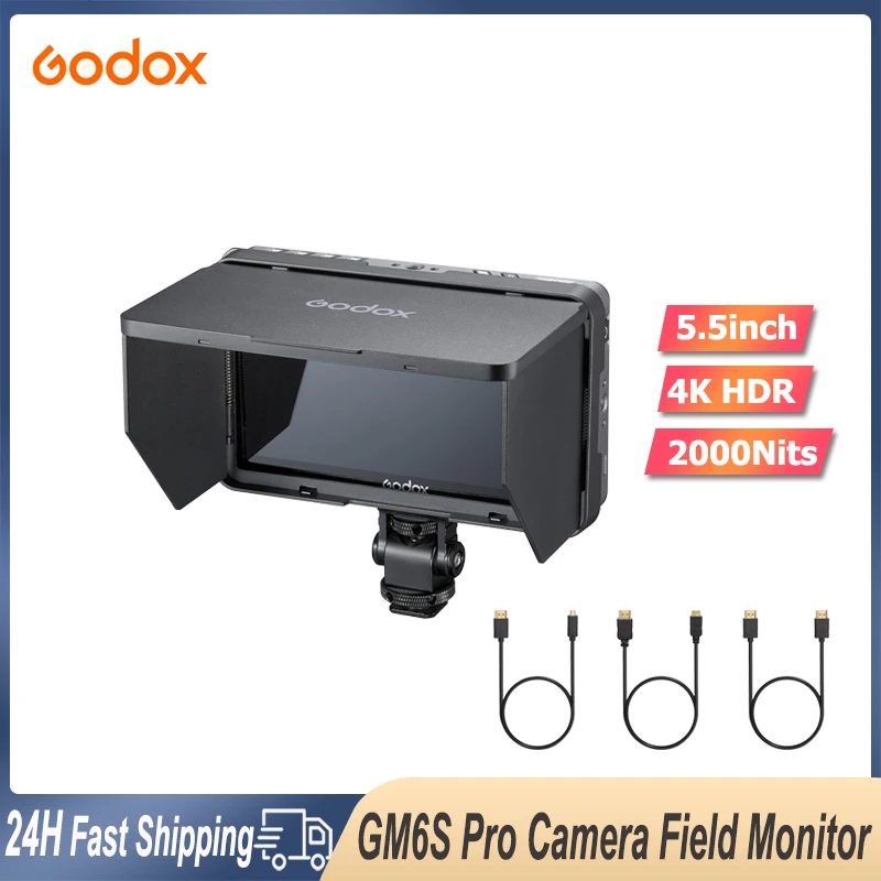 

Godox GM6S Pro 3D LUT On Camera Field Monitor 5.5inch IPS 4K HDR 2000Nits 1920x1080 Video Focus Assis For Video Live Shooting