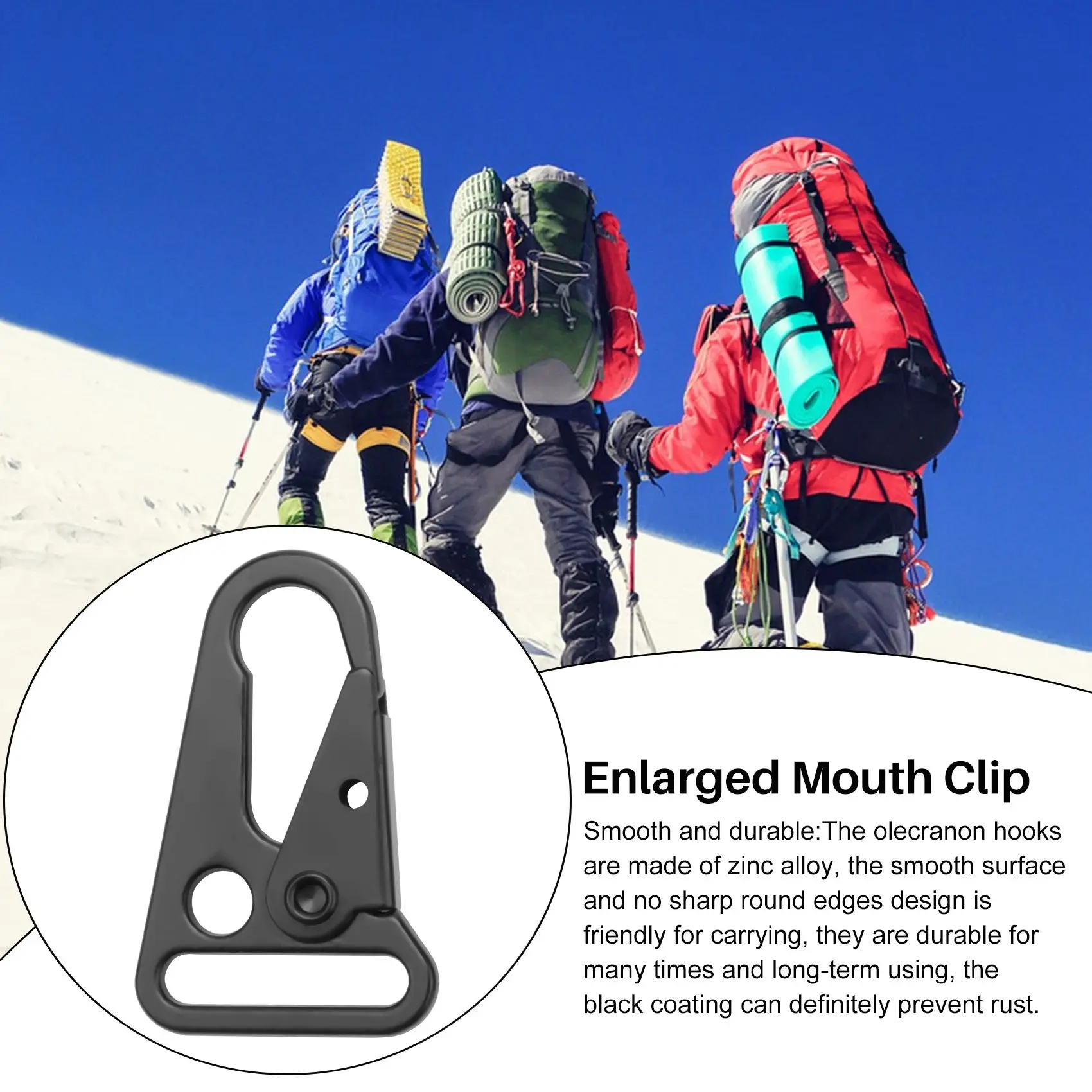 SMIEA 15 pezzi con clip per bocca allargata, chiusura per imbracatura, gancio per olecrano, per borsa da esterno, zaino, moschettone portachiavi