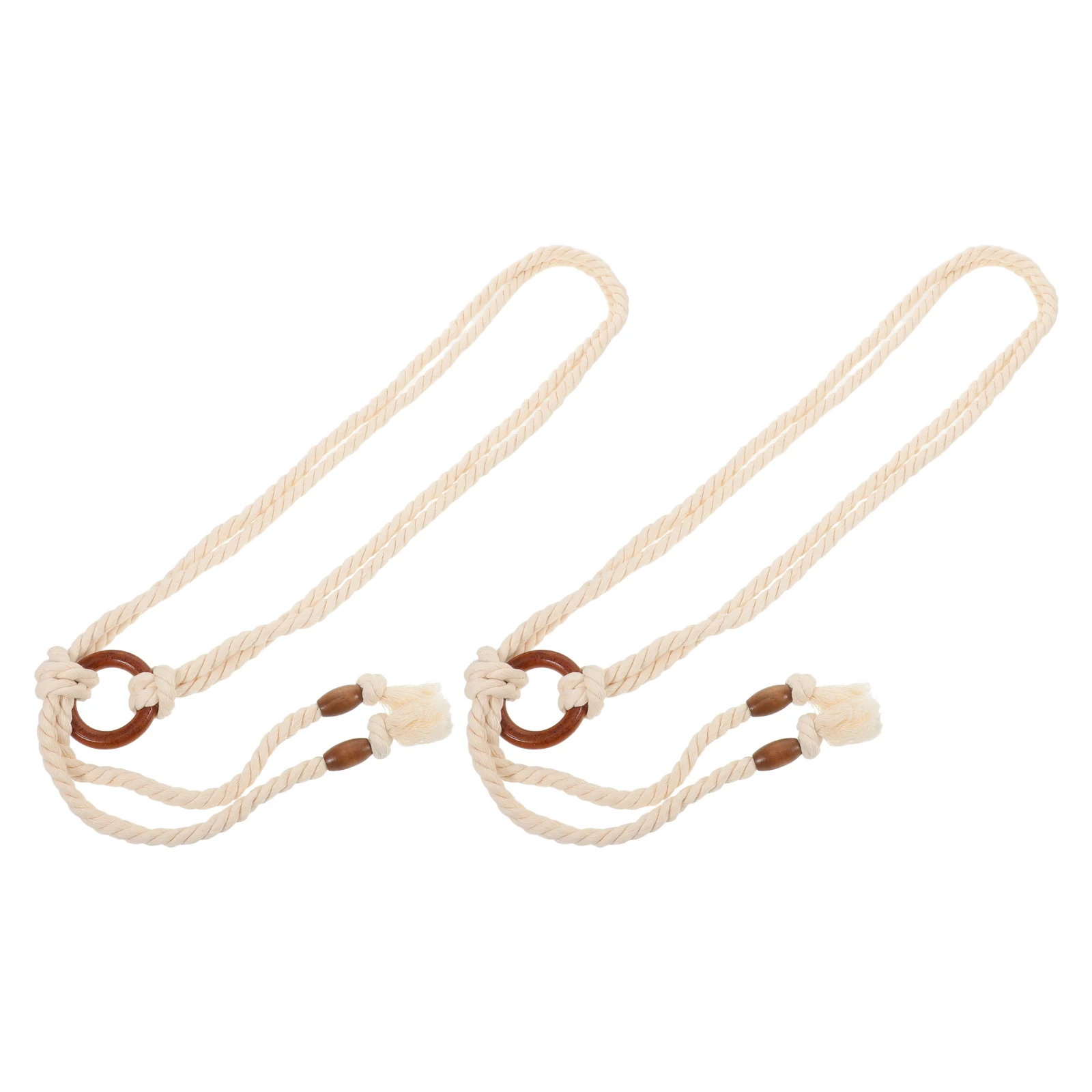 

2pcs Tassel Braided Waist Adjustable Cotton Rope Dresses Medieval Style Woven Fringe Boho Renaissance Costume Belt Women