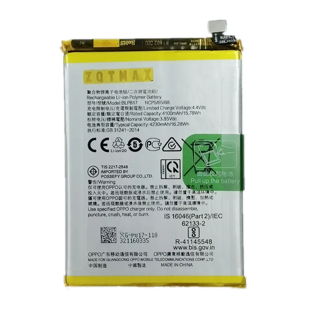 New 100% Original Battery BLP817 For OPPO A15 A15s A16K 4230mAh Phone Replacement Battery Bateria + Tracking Number