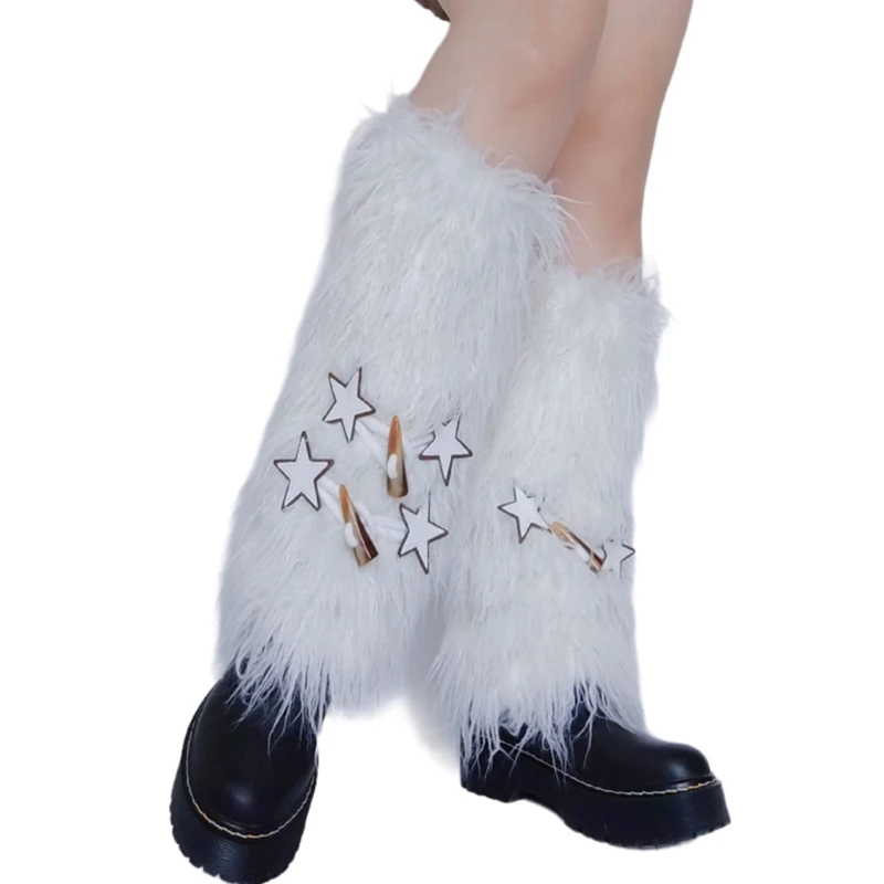 

Faux Furs Leg Warmer,Warm Soft Cozy Fuzzy Leg Warmer Boot Cuffs Cover for Women Party Costumes Boot Sleeves Boot Covers