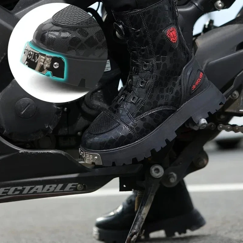 

Metal-protected Toe, Wear-resistant Support, Stable Control, Men's Large-sized Mid-top Outdoor Motorcycle Riding Boots