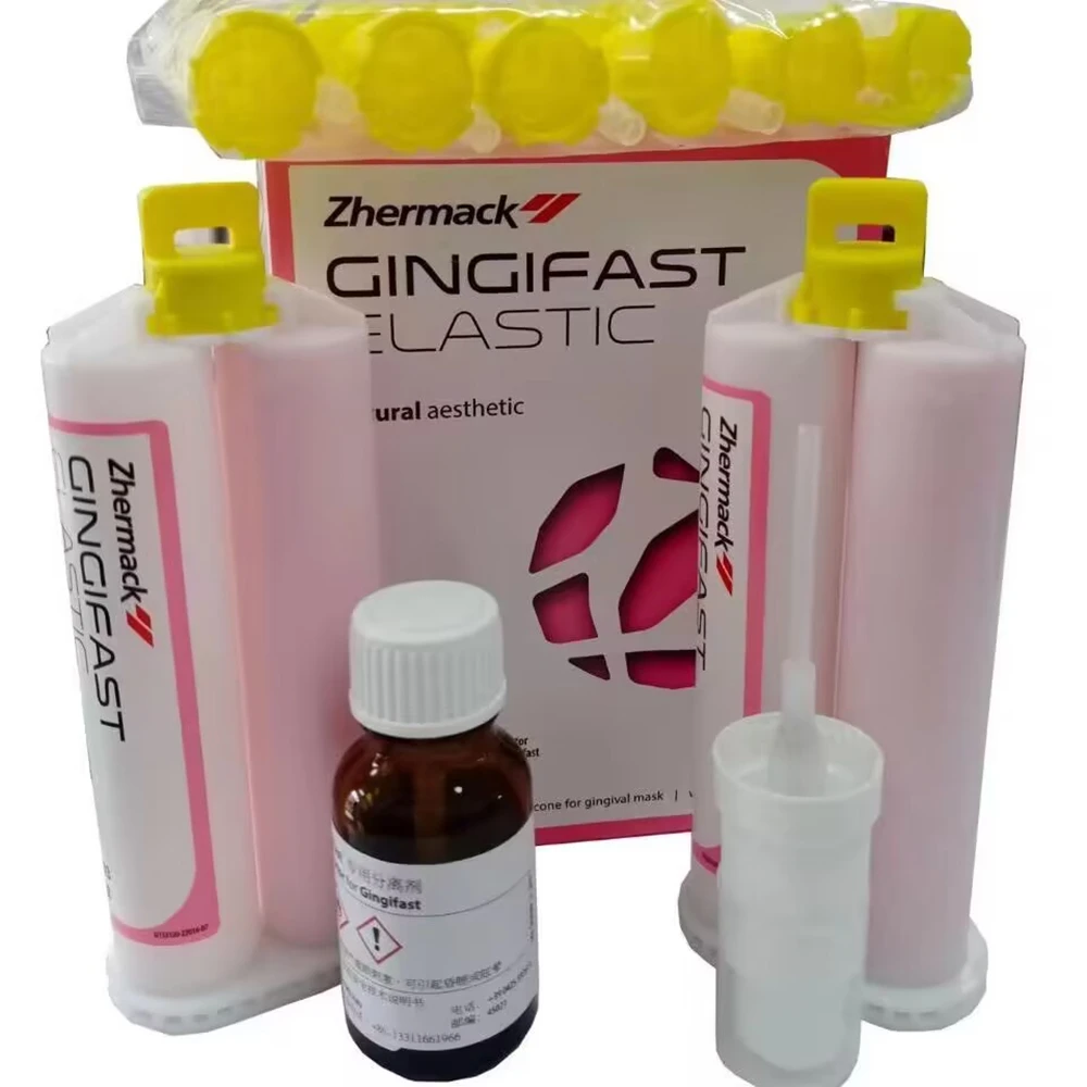 مادة انطباع الأسنان Gingifast ، مطاط السيليكون ، صلبة أو مرنة ، علكة صناعية