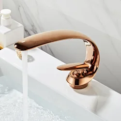 Rose Gold Bathroom Faucet Black Bathroom Basin Mixer Taps Chrome Wash Basin Faucet Single Handle Hot and Cold Waterfall Faucets