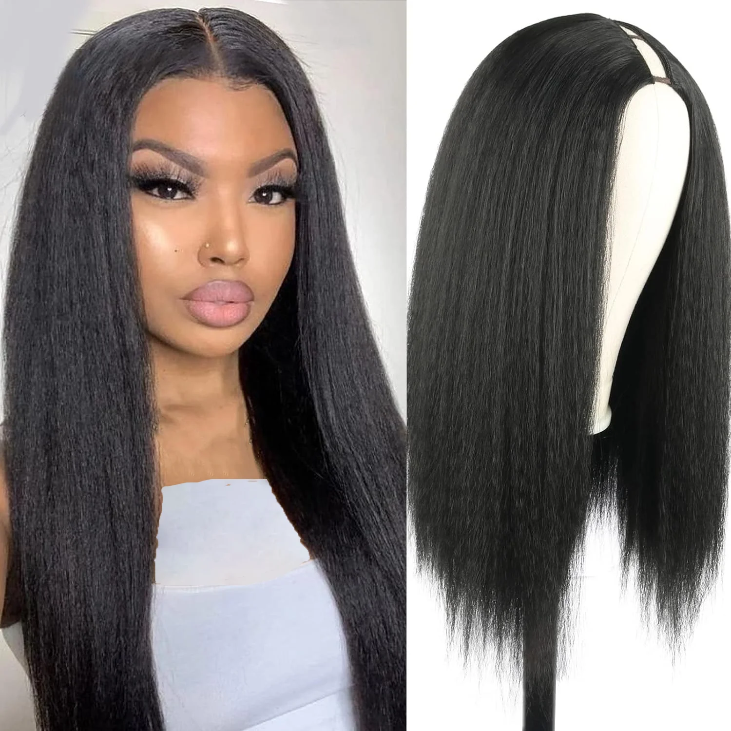 

V-образный цвет, натуральный цвет, странные прямые парики из человеческих волос Remy, без несмывания, машинное производство, обновленные парики из волос, плотность 220%