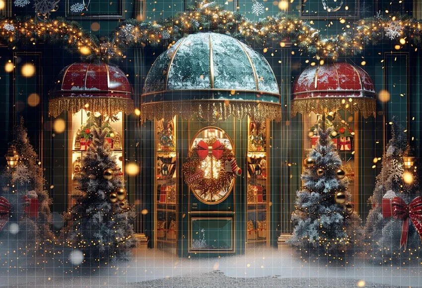 Mehofond Photography Background Christmas Snowflake Front Door Street Xmas Tree Kids Family Portrait Decor Backdrop Photo Studio