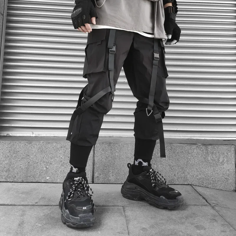 Japanese Streetwear Pants Men Harajuku Fashion Military Multi Pockets Cargo Pants for Male Jogging Hip Hop Harem Trousers