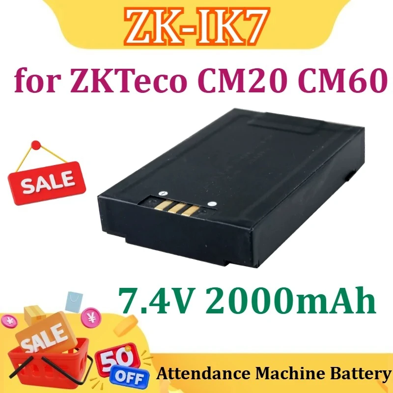 

New 7.4V 2000mAh for ZKTeco ZK-IK7 CM20 CM60 Backup Battery Attendance Machine Battery