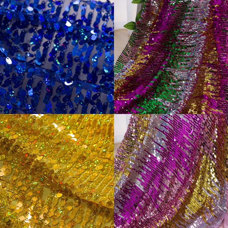 Four-color Melon Seed Water Drop Sequin Fabric Sewing Wholesale Performance Apparel Curtain Wedding Decoration Cloth Material