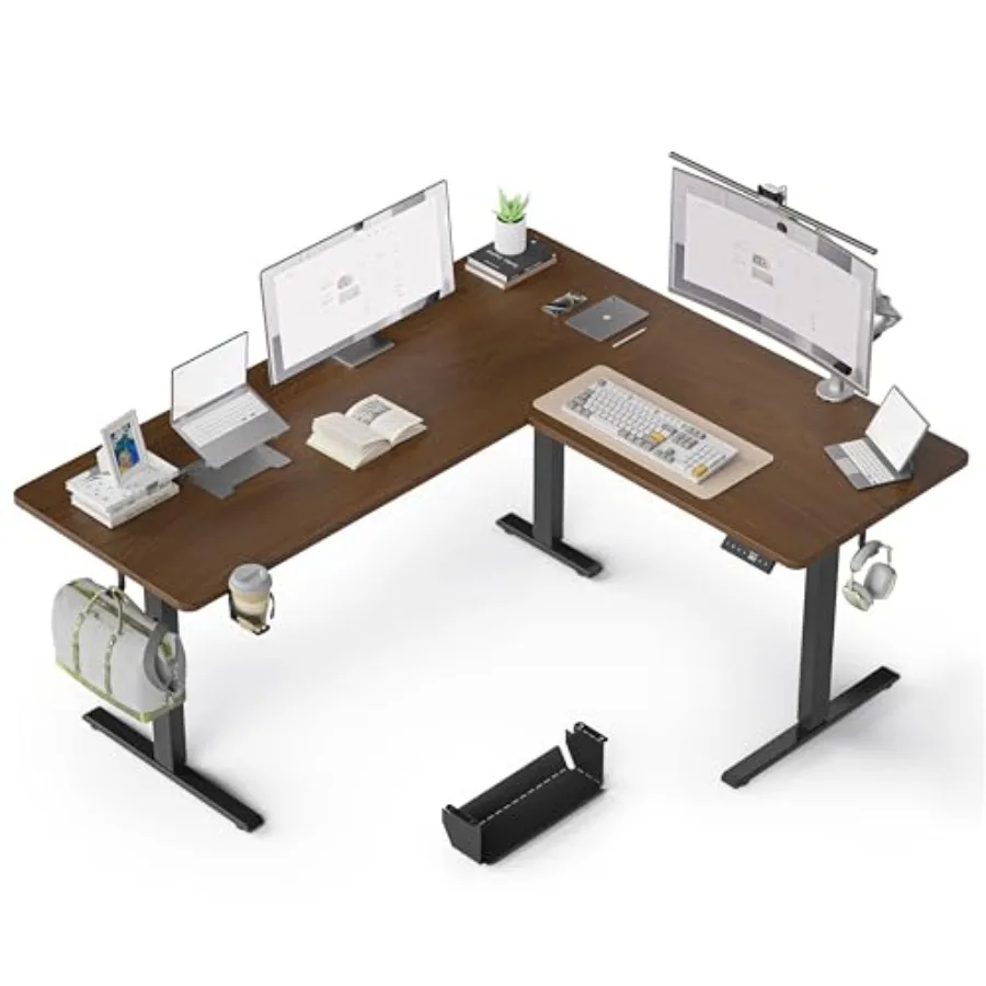 

63 Inches Reversible L Shaped Standing Desk for Home Office Electric Height Adjustable Corner Computer Desk Sit Stand up Table