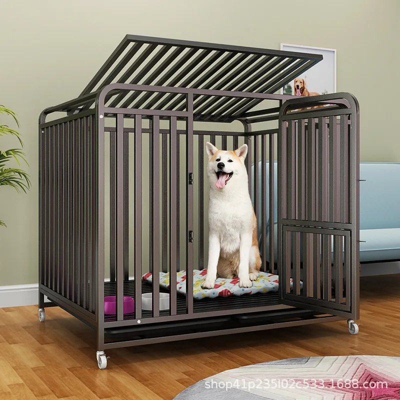 

Dog cage Household Indoor with toilet Large Medium Small Dog Teddy Corgi Bichon Shiba Golden Retriever Large cage Kennel