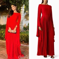 Oisslec Dubai Women Wear Formal Occasion Dress Ruffled Ankle Length Evening Dresses Long Wraps Saudi Arabia Special Prom Gown