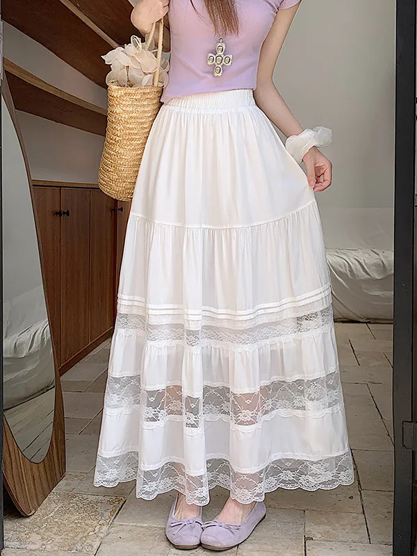 

Элегантная женская летняя юбка миди А-силуэта с кружевной отделкой и вырезами, с завышенной талией, стройнящая, мягкая, удобная, дышащая