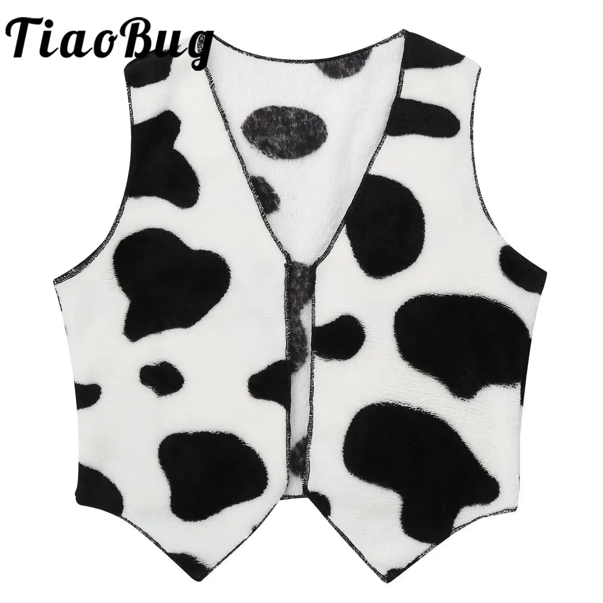 Kids Toddler Cowboy Cowgirl Costume for Halloween Carnival Party Dress Up Soft Flannel Sleeveless Cow Printed Vest Waistcoat Top