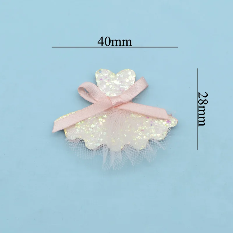 10Pcs Glitter Ballet Skirt Padded Patches Bow-tie Mesh Dress Appliques for DIY Clothes Shoes Crafts Hat Headwear Accessories