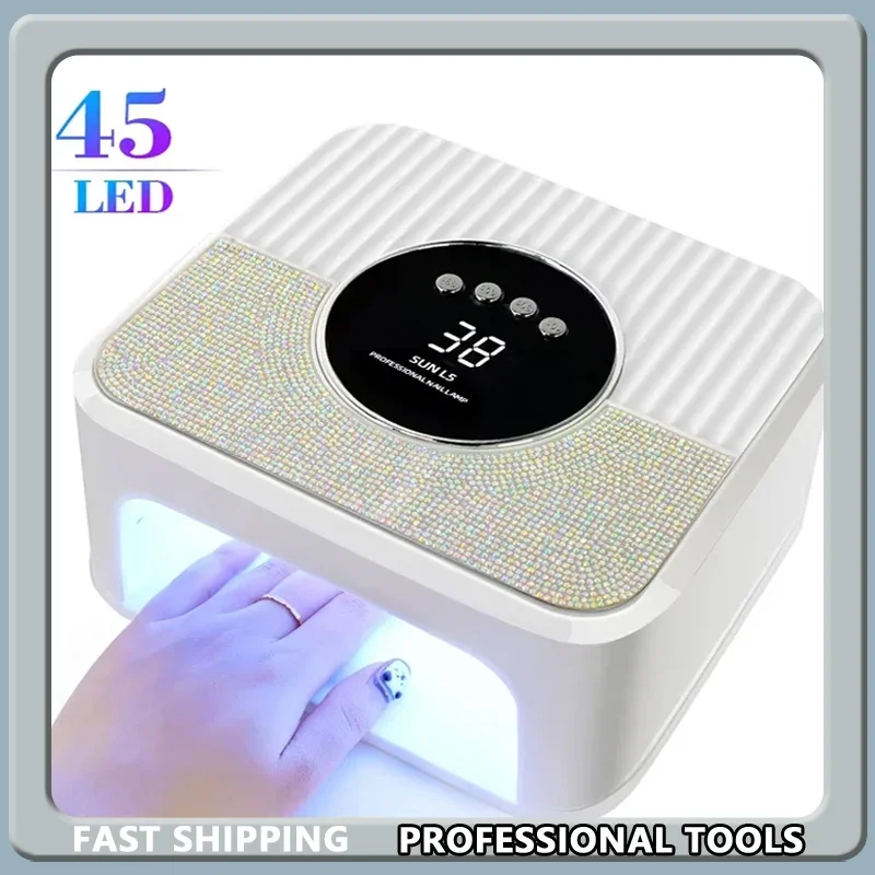 

45LED High Power UV Nail Lamp for Gel Curing with LCD Smart Screen Nail Dryer Removable Base Pedicure Tool for Home Use