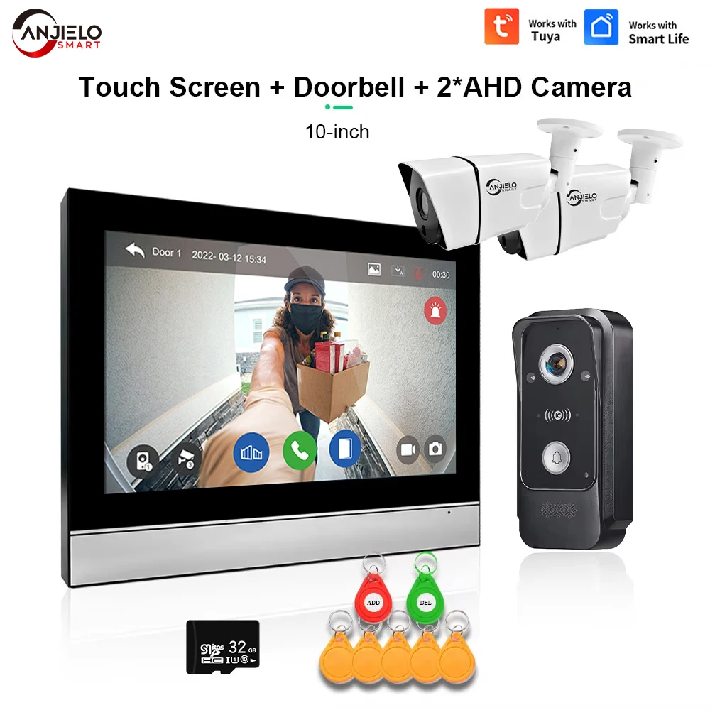 

Tuya Smart Wifi Doorbell 1080P Video Intercom with CCTV Alarm System Video Door Entry Intercom with RFID Unlock