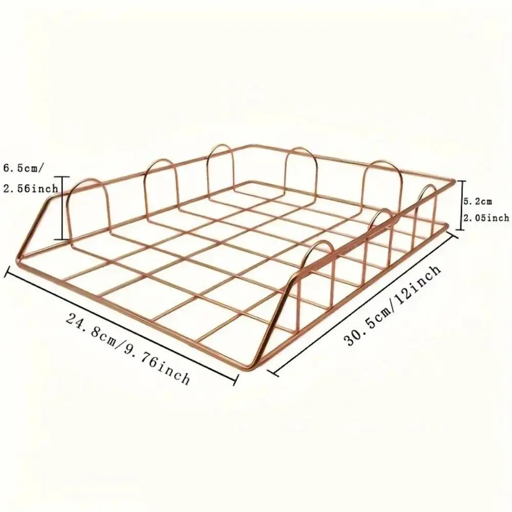 

Storage Basket A4 File Storage Basket Organizer Rack Mesh Bottom Stackable File Folder Metal Iron Pen Holder