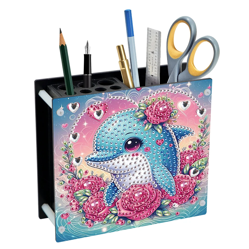 

Acrylic Special Shape DIY Diamond Painting Pen Holder Kit Diamond Embroidery Pen Holder Box Diamond Art Pencil Holder for Desk