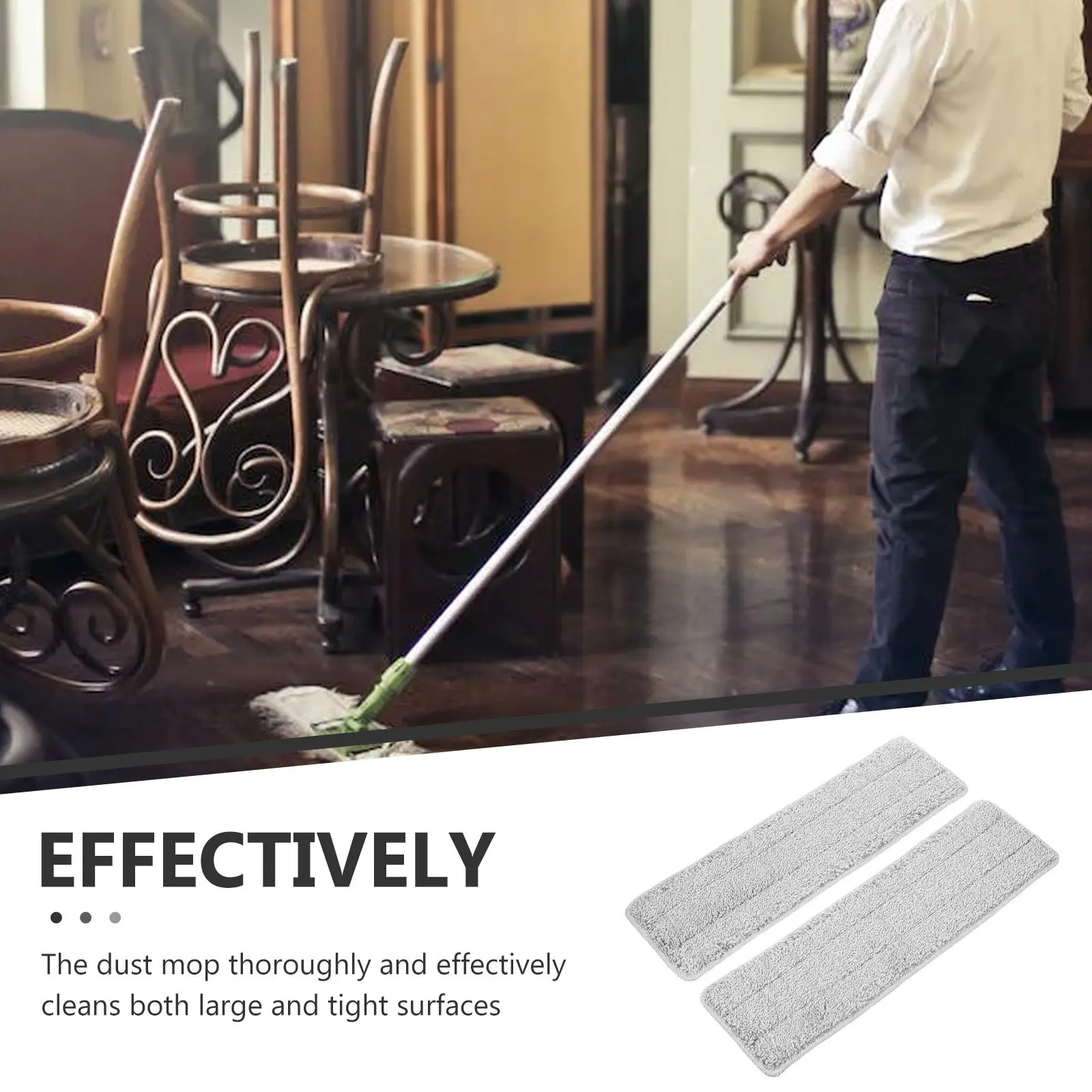 2Pcs Heavy-Duty Fiber Mop Pads with Deep-Edge Design for Baseboard Corners Reusable Washable Floor Mop Pad Replacement Refill