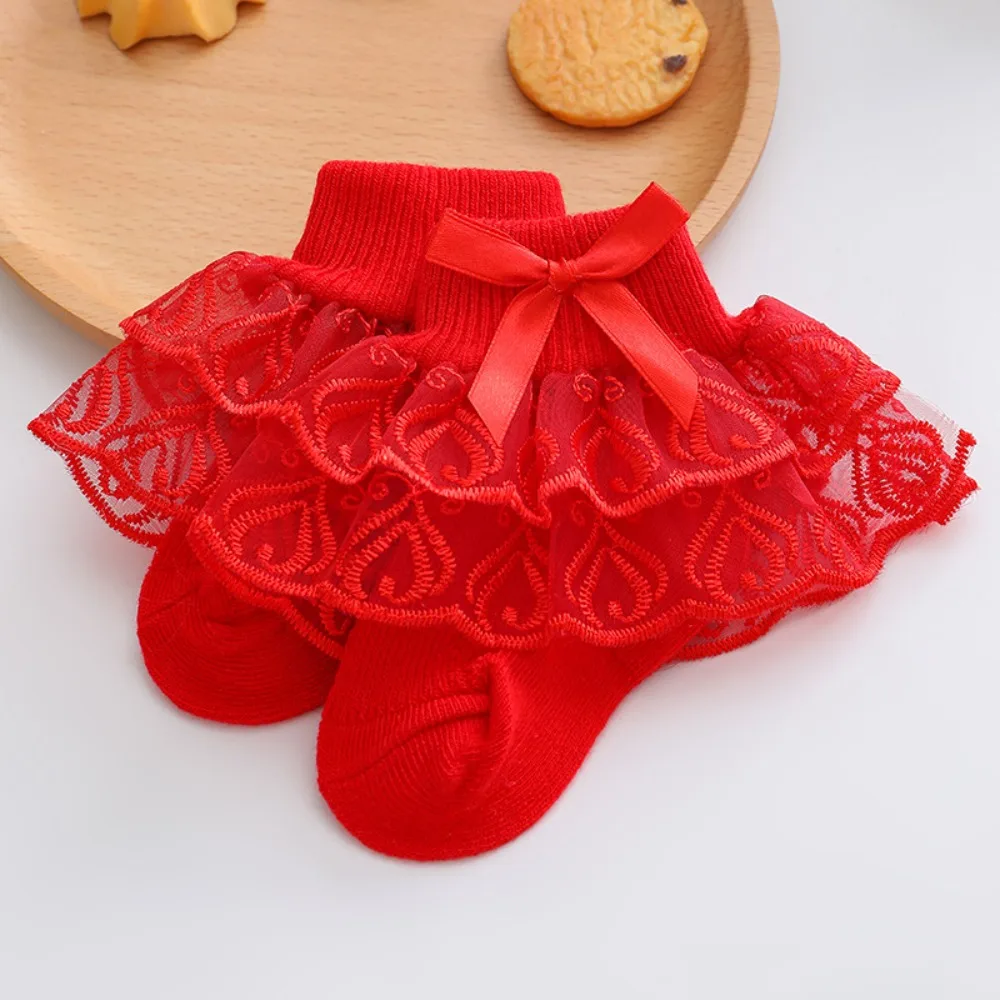 

Delicate Double-Layer Baby Girls Lace Socks Soft Elastic Fit Toddler Ruffle Ankle Socks Thin Breathable Infant Summer Socks
