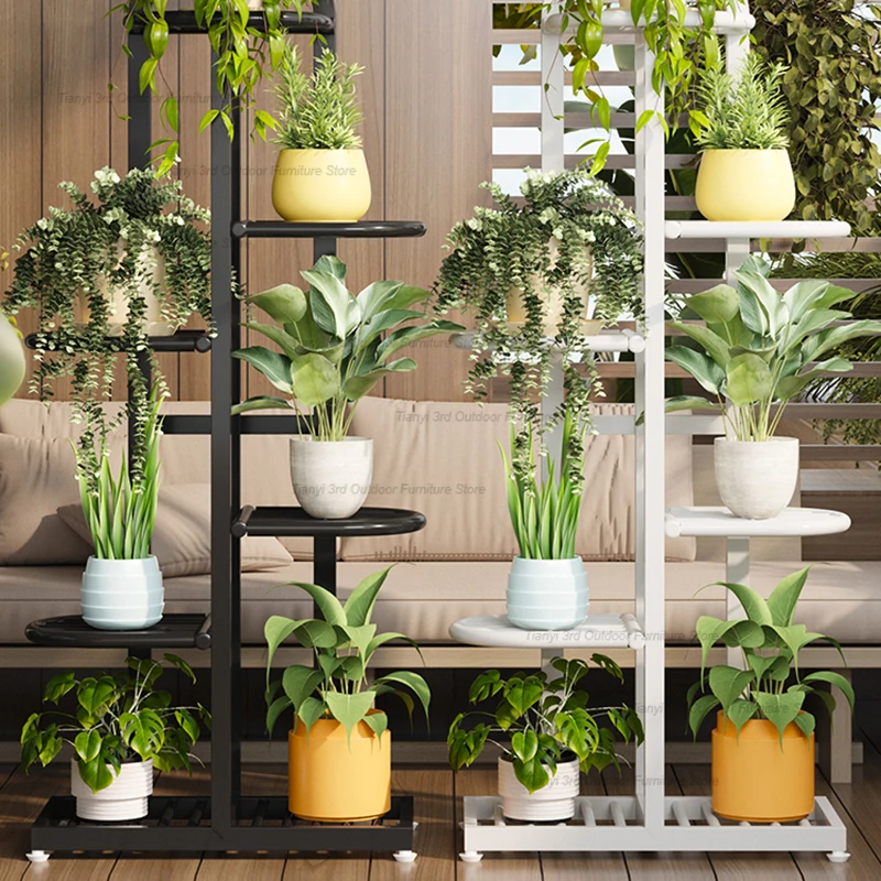 Nordic Originality Plant Shelves Floor Type Iron Art Flower Shelf Indoor Plant Shelves Balcony Pot Hanger Furniture Soporte FYPS