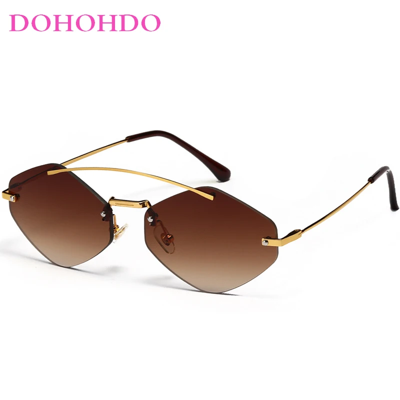 DOHOHDO Fashion New Rimless Sunglasses For Men Women Trendy Alloy Metal Square Sun Glasses Female Party Gifts 2024 UV400 Gafas