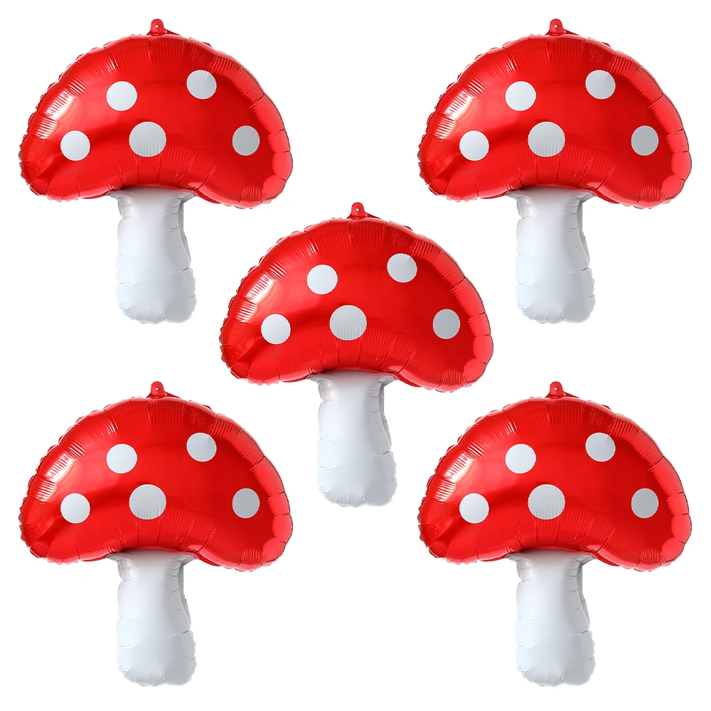 

5/3/1Pcs Red Mushroom Foil Balloons for Fairy Garden Themed Birthday Party Decoration Baby Shower Party Photo Props Kids Toy