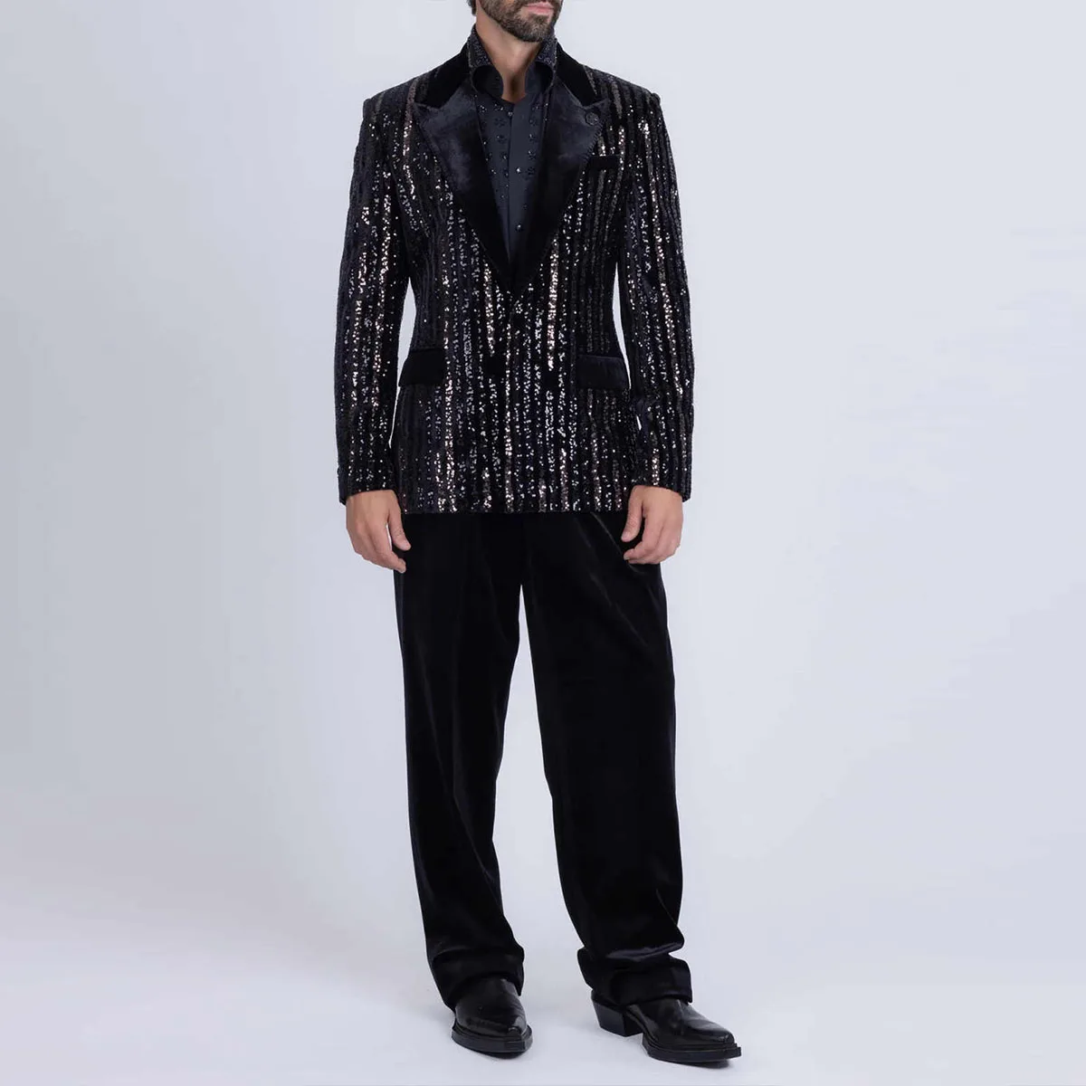 Customized Luxury Diamond Men Suit For Wedding 2 Pieces Sets Male Prom Blazer Crystals Sparkly Beaded Slim trajes para hombre