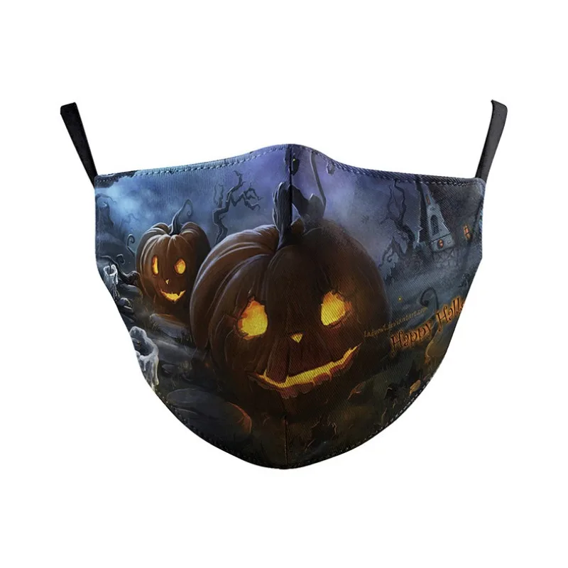 Halloween Printing Dustproof Mask Adult Fashion Cool Cartoon Pattern Cotton Breathable Life Mask 06#