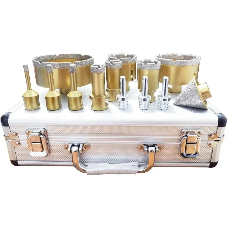 ZZH Dry/Wet Diamond Hole Saw Kit, Porcelain Tile Core Drill Bits Set Cutter for Ceramic Marble Brick Granite Stones Angle Gri