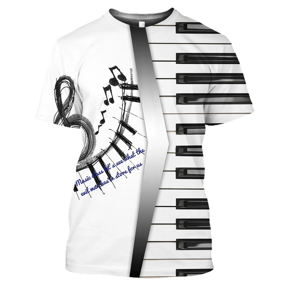 SONSPEE Black and White Keys 3D Printed T-shirt Men Women Electronic Piano Sportwear Hip-hop Streetwear Oversized Man's T-shirts