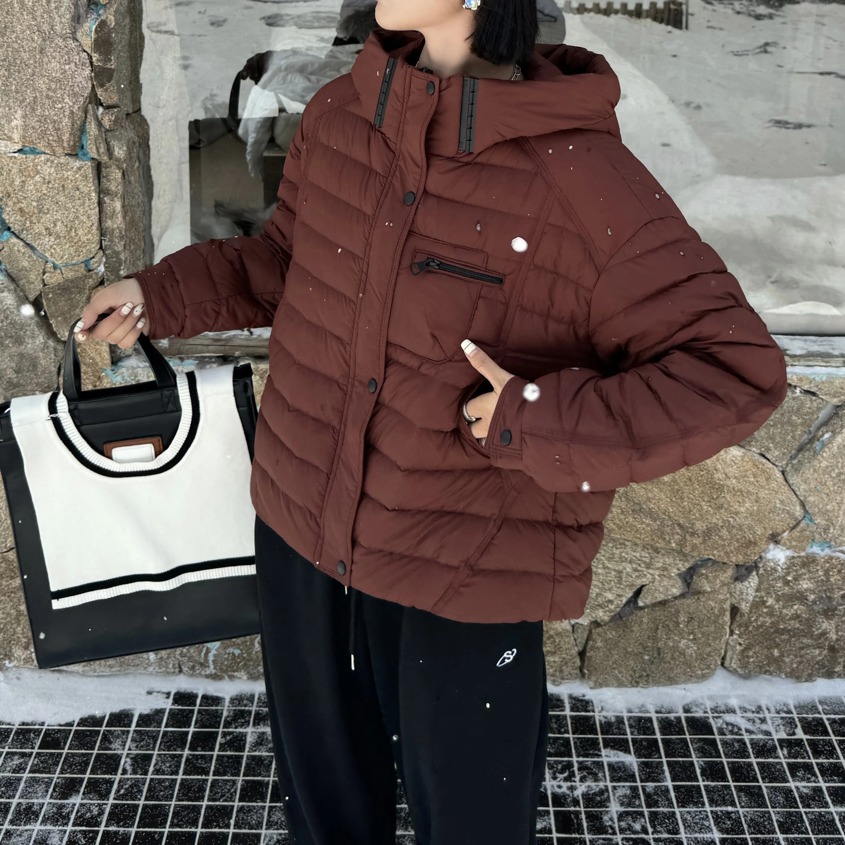 

CXFS 2025 Новая зимняя куртка женская с воротником свободная толстая 90 белая утиная бархатная теплая куртка на утином пуху верхняя одежда уличная роскошная одежда