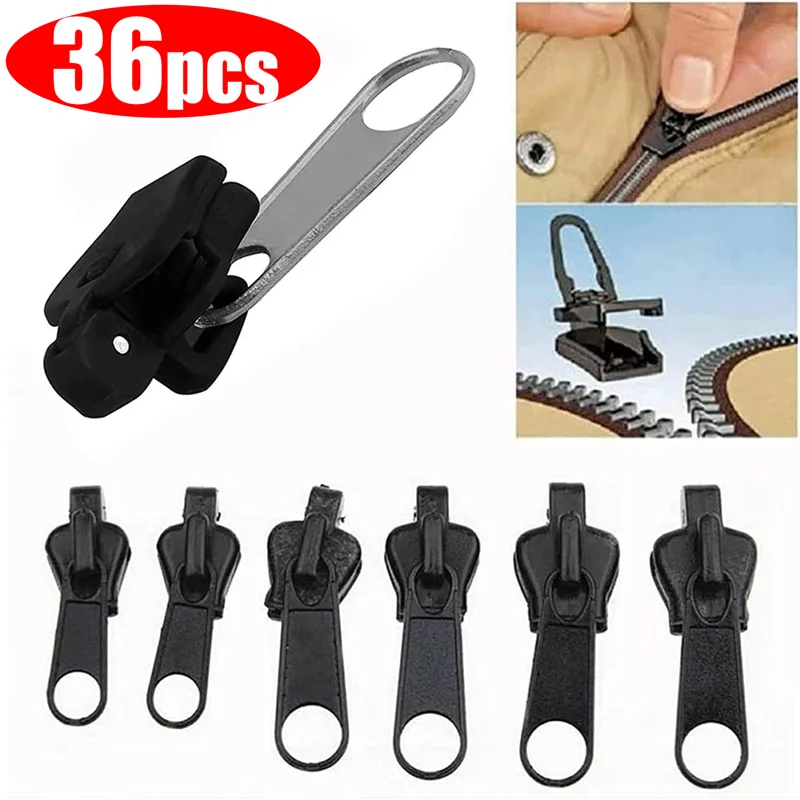 6/36pcs Fix Zip Puller Universal Instant Zippers Fix Zipper Repair Kit Replacement Zipper Pull Slider For DIY Sew Accessories