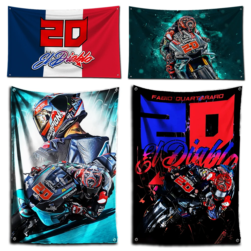 Banderole d'impression numérique en polyester avec œillets, décoration de porte extérieure, art mural de garage, sensation de course de moto F-fabios, fédération, 3x5