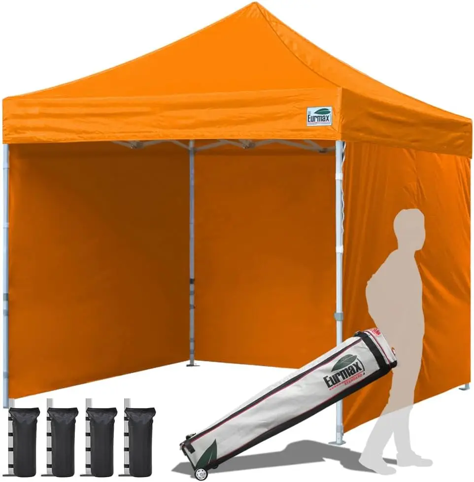 

10'x10' Pop-up Canopy Tent Commercial Instant Canopies with 4 Removable Zipper End Side Walls and Roller Bag, Bonus 4 SandBags