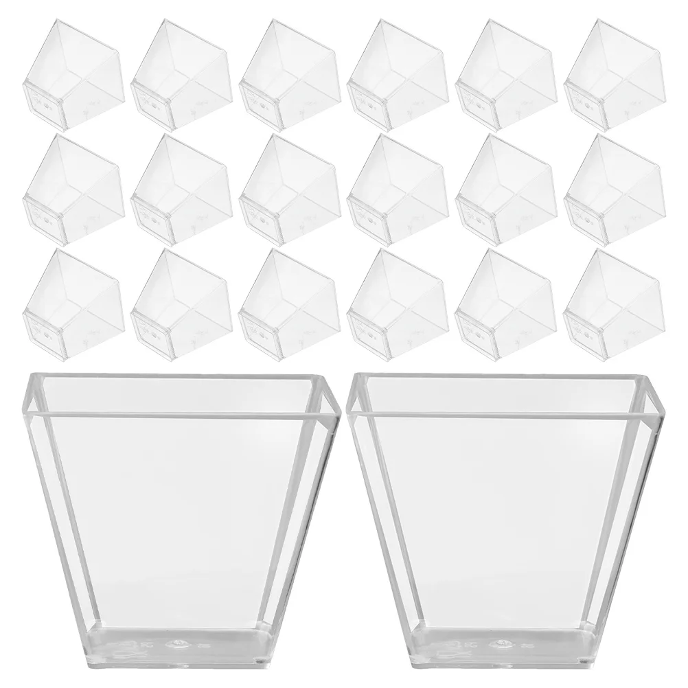 

80pcs Dessert Cups 60Ml Transparent Trapezoid Plastic Dessert Containers For Ice Cream Fruit Cake Appetizer Party Supplies